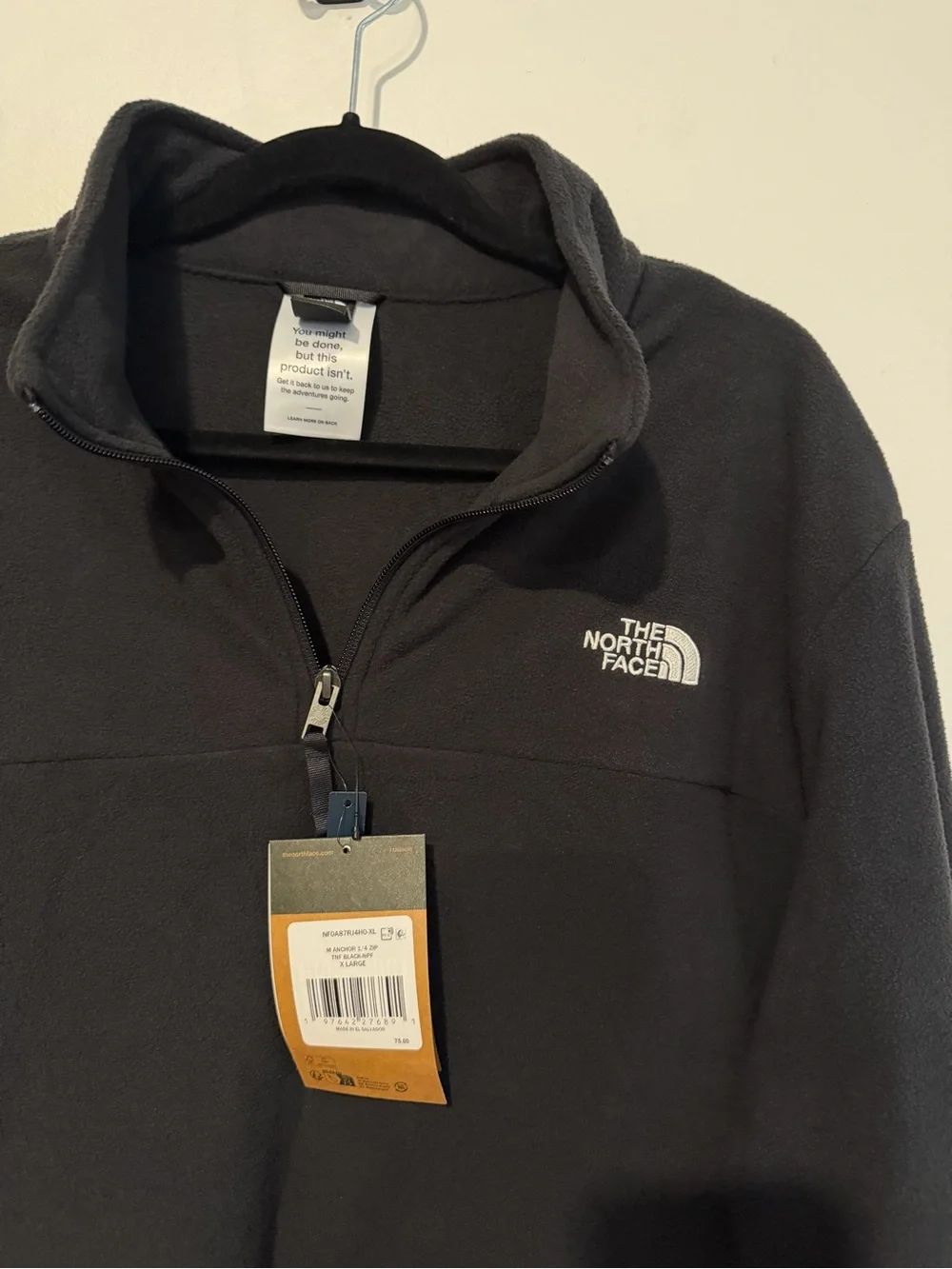 NWT The North Face Men’s Black Quarter-Zip Fleece Pullover Size X-Large